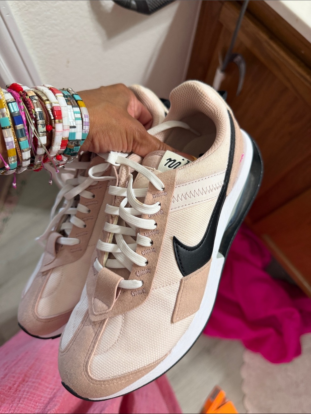 Nike Women's Beige and Black Retro Runner Sneaker - Picture 6 of 7